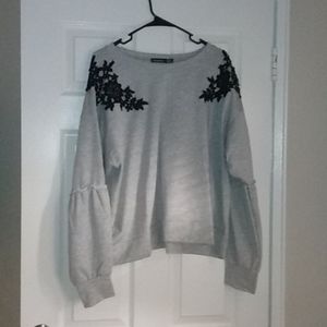Plus embroidered sweater